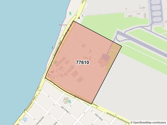 Mapa del código postal 77610, Cozumel, Quintana Roo