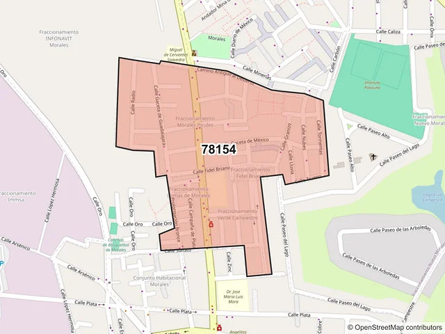 Mapa del código postal 78154, San Luis Potosí, San Luis Potosí