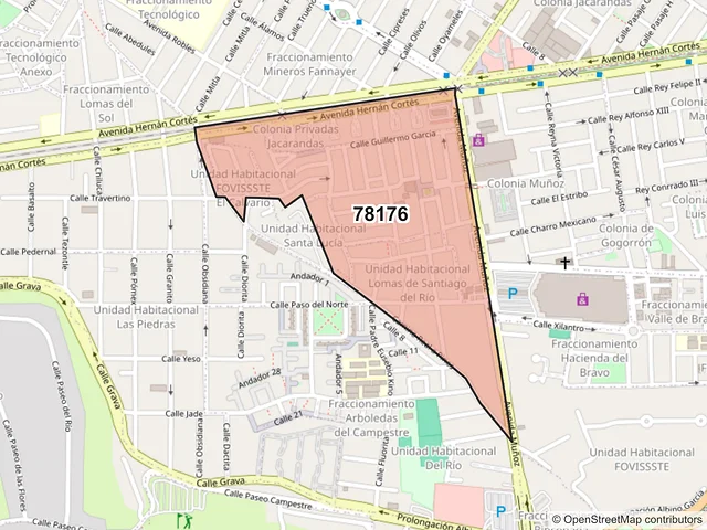 Mapa del código postal 78176, San Luis Potosí, San Luis Potosí