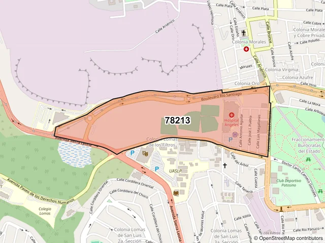 Mapa del código postal 78213, San Luis Potosí, San Luis Potosí
