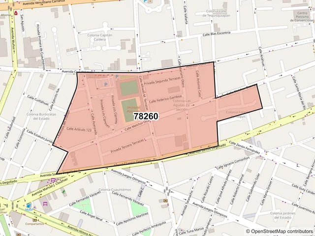 Mapa del código postal 78260, San Luis Potosí, San Luis Potosí