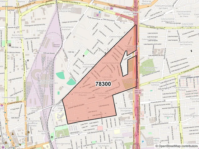 Mapa del código postal 78300, San Luis Potosí, San Luis Potosí