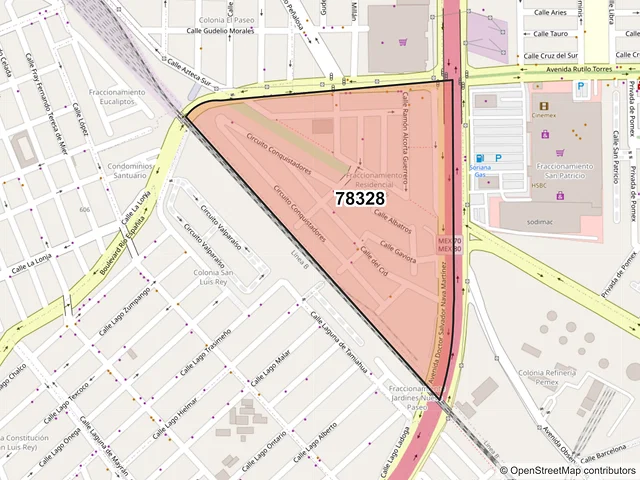 Mapa del código postal 78328, San Luis Potosí, San Luis Potosí