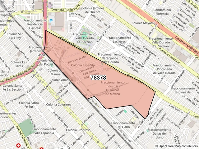 Mapa del código postal 78378, San Luis Potosí, San Luis Potosí