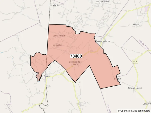 Mapa del código postal 78400, San Luis Potosí, San Luis Potosí