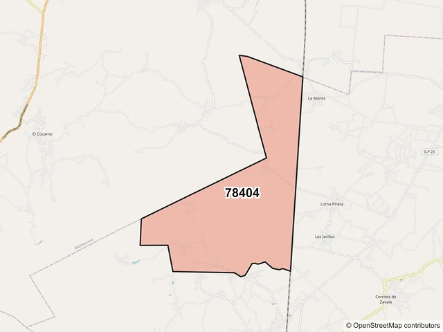 Mapa del código postal 78404, San Luis Potosí, San Luis Potosí