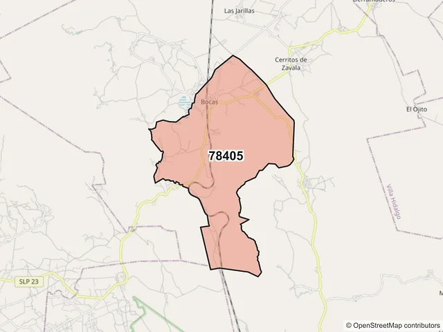 Mapa del código postal 78405, San Luis Potosí, San Luis Potosí