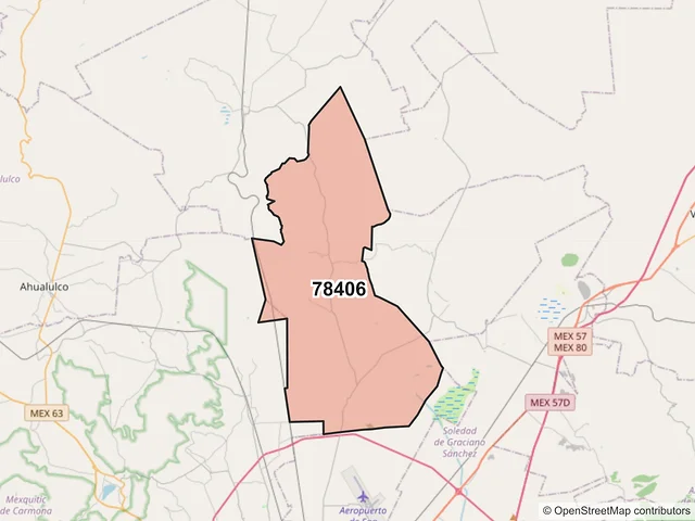 Mapa del código postal 78406, San Luis Potosí, San Luis Potosí