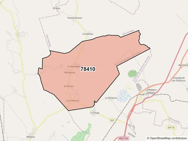 Mapa del código postal 78410, San Luis Potosí, San Luis Potosí