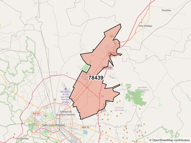 Mapa del código postal 78439, Soledad de Graciano Sánchez, San Luis Potosí