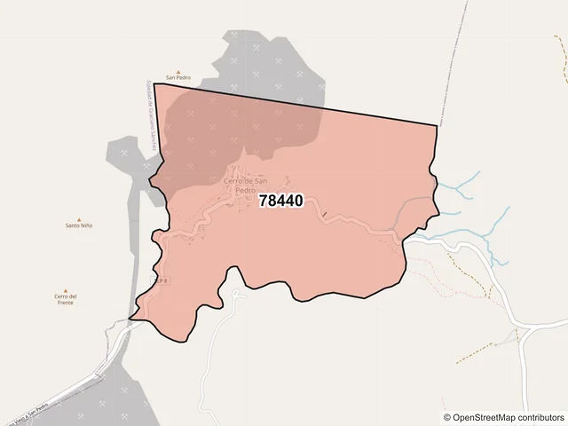 Mapa del código postal 78440, Cerro de San Pedro, San Luis Potosí