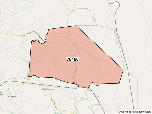 Mapa del código postal 78460, Mexquitic de Carmona, San Luis Potosí