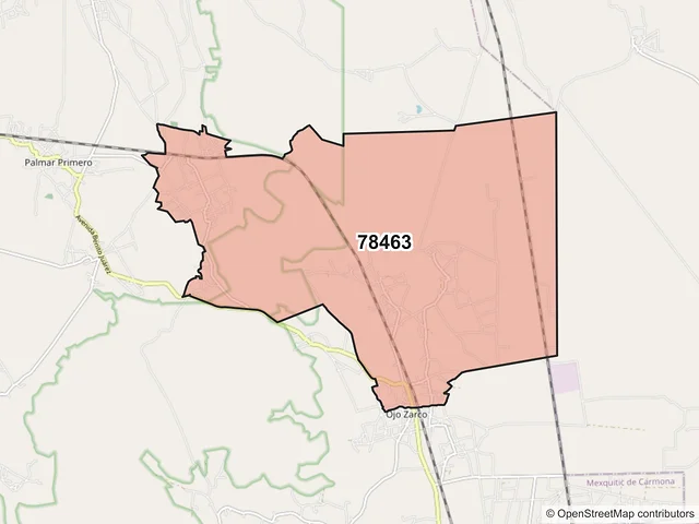 Mapa del código postal 78463, Mexquitic de Carmona, San Luis Potosí