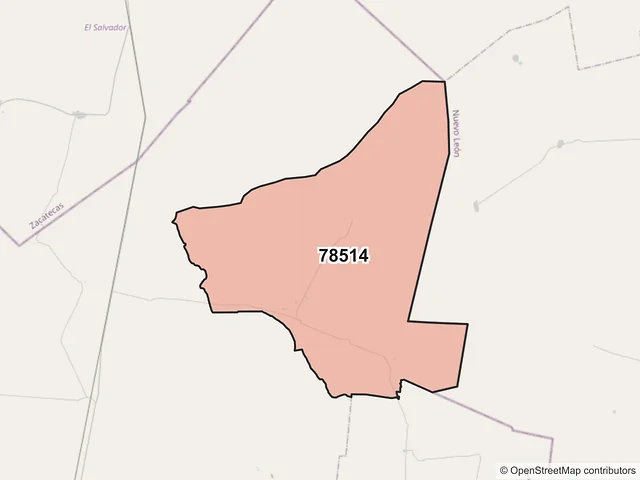 Mapa del código postal 78514, Vanegas, San Luis Potosí
