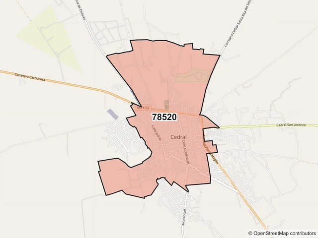 Mapa del código postal 78520, Cedral, San Luis Potosí