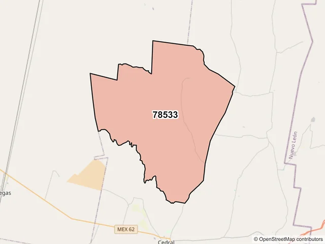 Mapa del código postal 78533, Cedral, San Luis Potosí