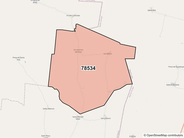 Mapa del código postal 78534, Cedral, San Luis Potosí