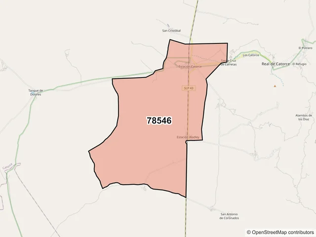 Mapa del código postal 78546, Catorce, San Luis Potosí