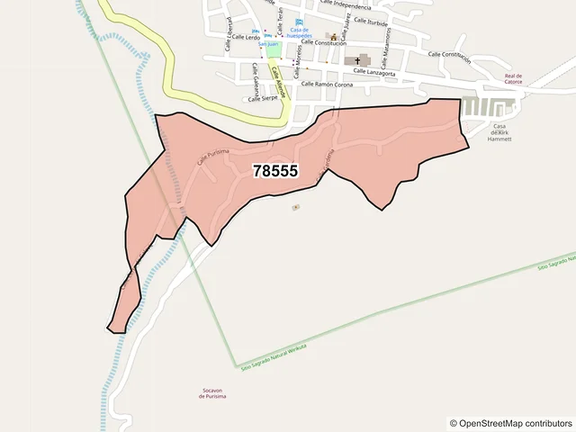 Mapa del código postal 78555, Catorce, San Luis Potosí