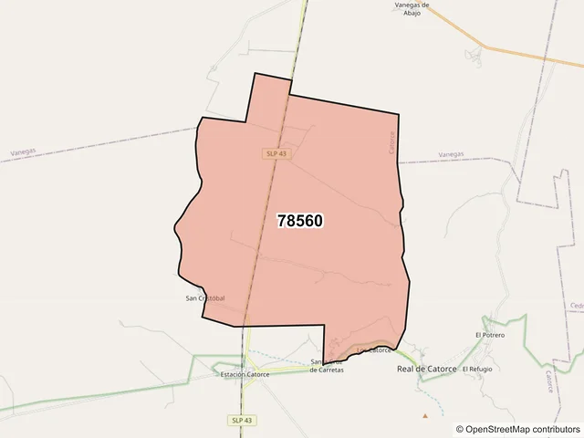 Mapa del código postal 78560, Catorce, San Luis Potosí