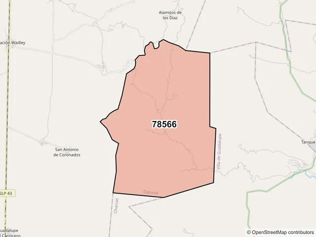 Mapa del código postal 78566, Catorce, San Luis Potosí