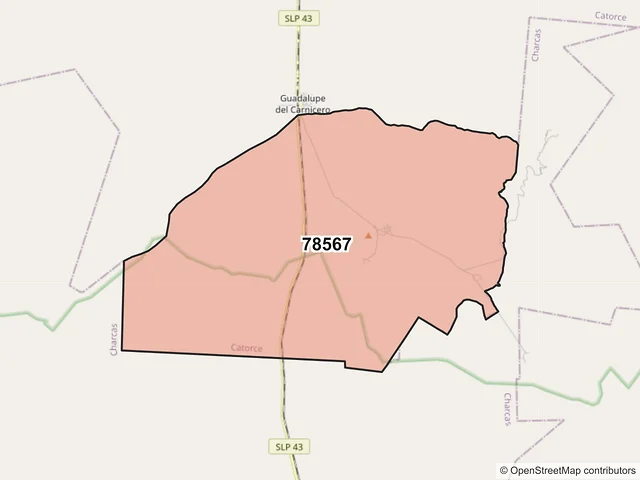 Mapa del código postal 78567, Catorce, San Luis Potosí