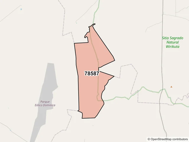 Mapa del código postal 78587, Charcas, San Luis Potosí
