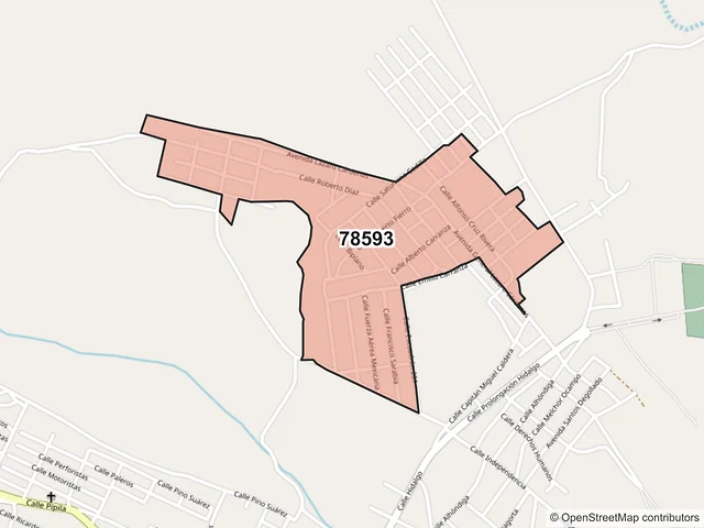 Mapa del código postal 78593, Charcas, San Luis Potosí