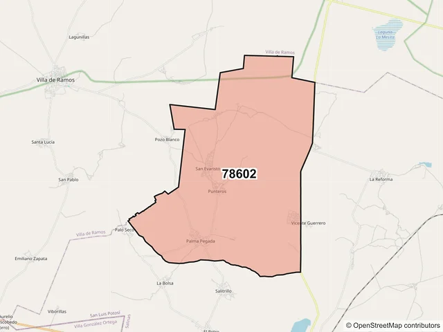 Mapa del código postal 78602, Salinas, San Luis Potosí