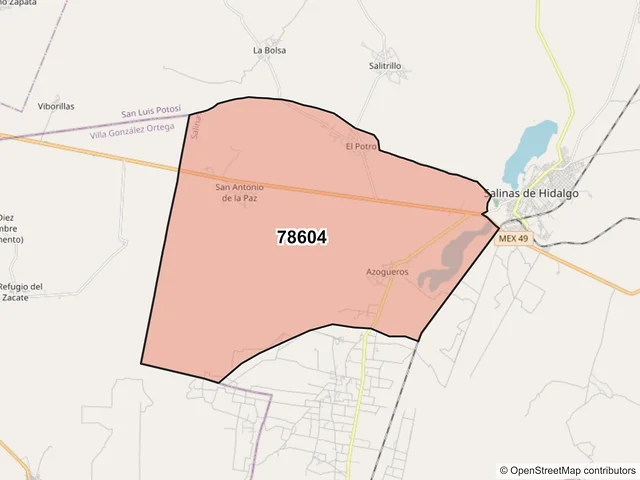 Mapa del código postal 78604, Salinas, San Luis Potosí