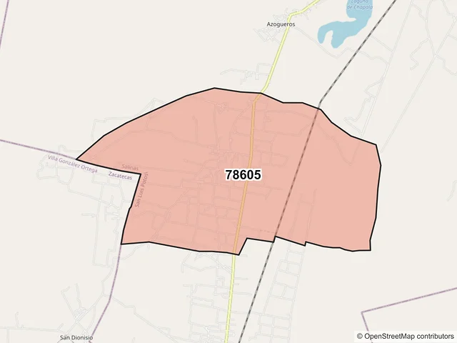 Mapa del código postal 78605, Salinas, San Luis Potosí