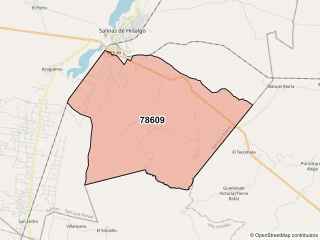 Mapa del código postal 78609, Salinas, San Luis Potosí
