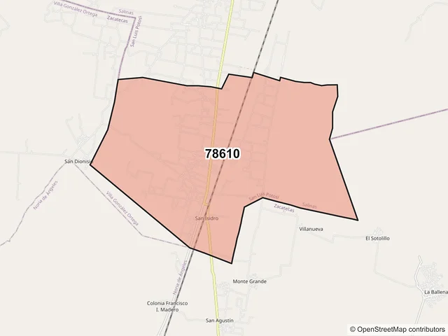 Mapa del código postal 78610, Salinas, San Luis Potosí
