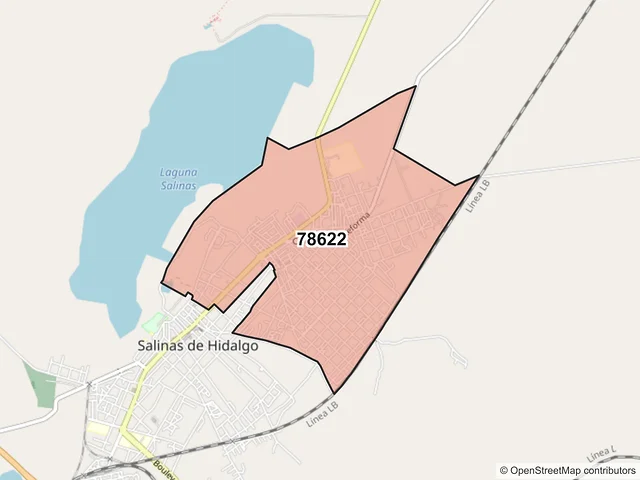 Mapa del código postal 78622, Salinas, San Luis Potosí