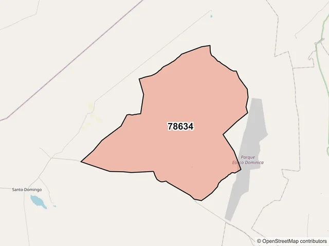 Mapa del código postal 78634, Santo Domingo, San Luis Potosí