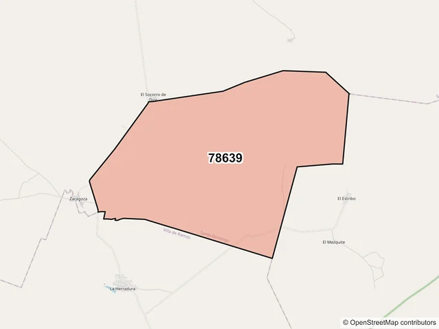 Mapa del código postal 78639, Santo Domingo, San Luis Potosí