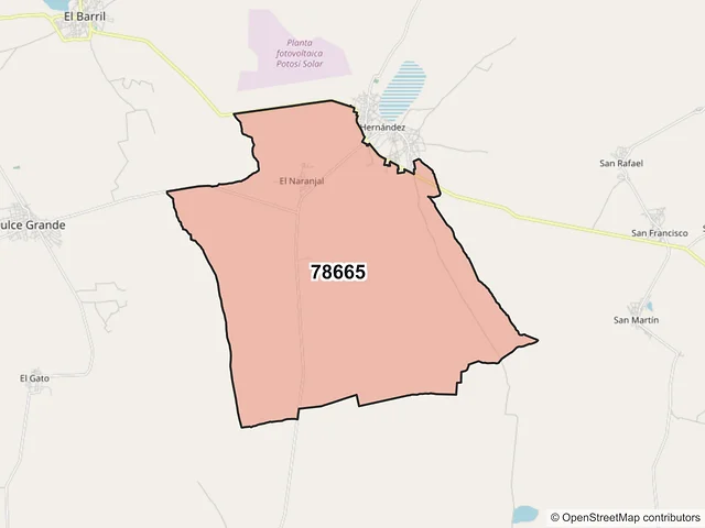 Mapa del código postal 78665, Villa de Ramos, San Luis Potosí