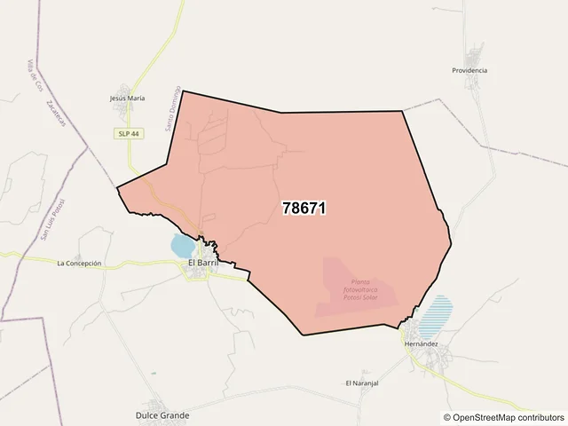 Mapa del código postal 78671, Villa de Ramos, San Luis Potosí