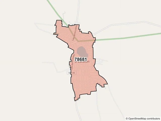 Mapa del código postal 78681, Villa de Ramos, San Luis Potosí