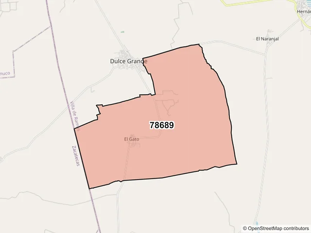 Mapa del código postal 78689, Villa de Ramos, San Luis Potosí