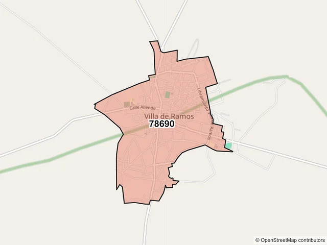 Mapa del código postal 78690, Villa de Ramos, San Luis Potosí