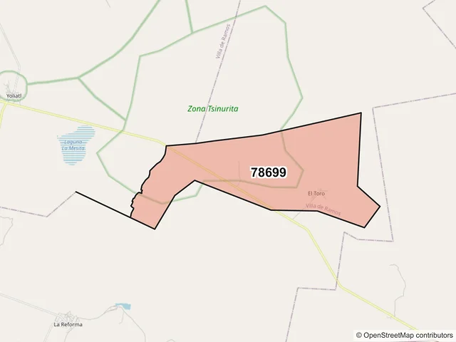 Mapa del código postal 78699, Villa de Ramos, San Luis Potosí
