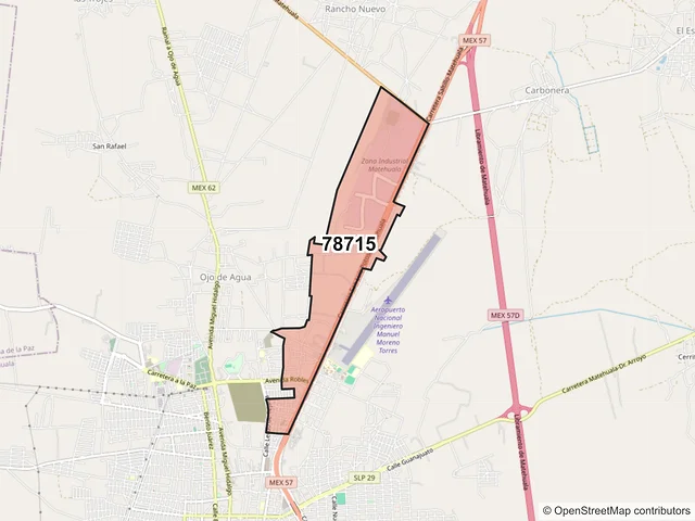 Mapa del código postal 78715, Matehuala, San Luis Potosí
