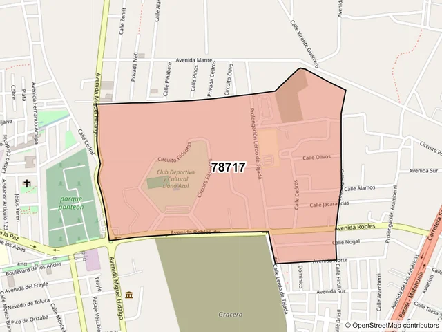 Mapa del código postal 78717, Matehuala, San Luis Potosí