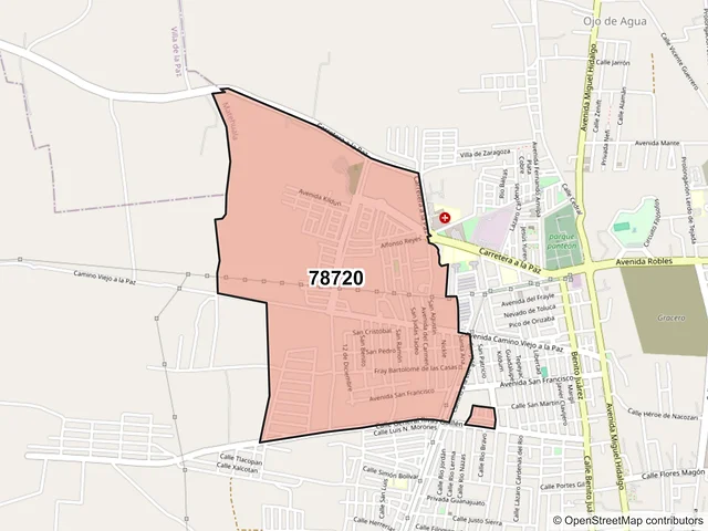Mapa del código postal 78720, Matehuala, San Luis Potosí