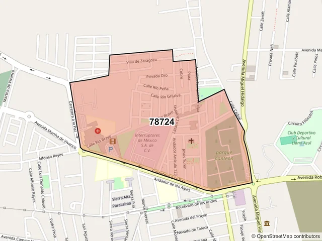 Mapa del código postal 78724, Matehuala, San Luis Potosí