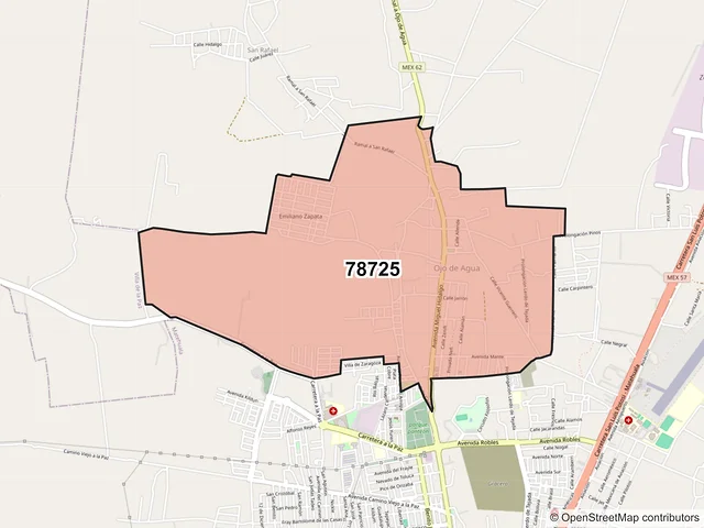 Mapa del código postal 78725, Matehuala, San Luis Potosí