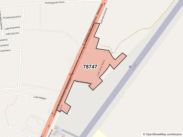 Mapa del código postal 78747, Matehuala, San Luis Potosí