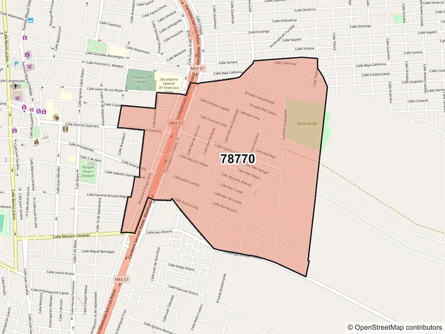 Mapa del código postal 78770, Matehuala, San Luis Potosí