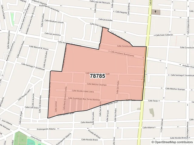 Mapa del código postal 78785, Matehuala, San Luis Potosí
